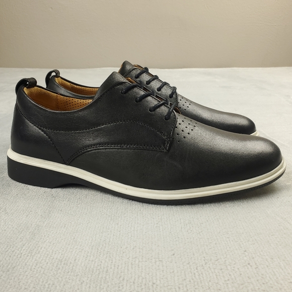 Amberjack The Original Oxford Leather Shoes Mens 7 Onyx Black Casual Dress - Picture 14 of 14